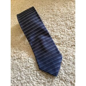 Givenchy Blue & White Stripe Silk Tie 58 In By 4 In